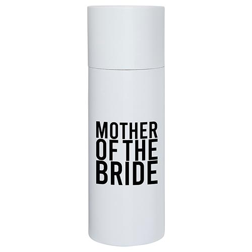 A white container for the 'Mother of the Bride' tumbler.