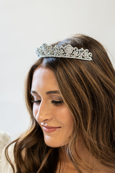 This is a beautiful crystal tiara that is sure to make you feel and look like royalty on your special day.