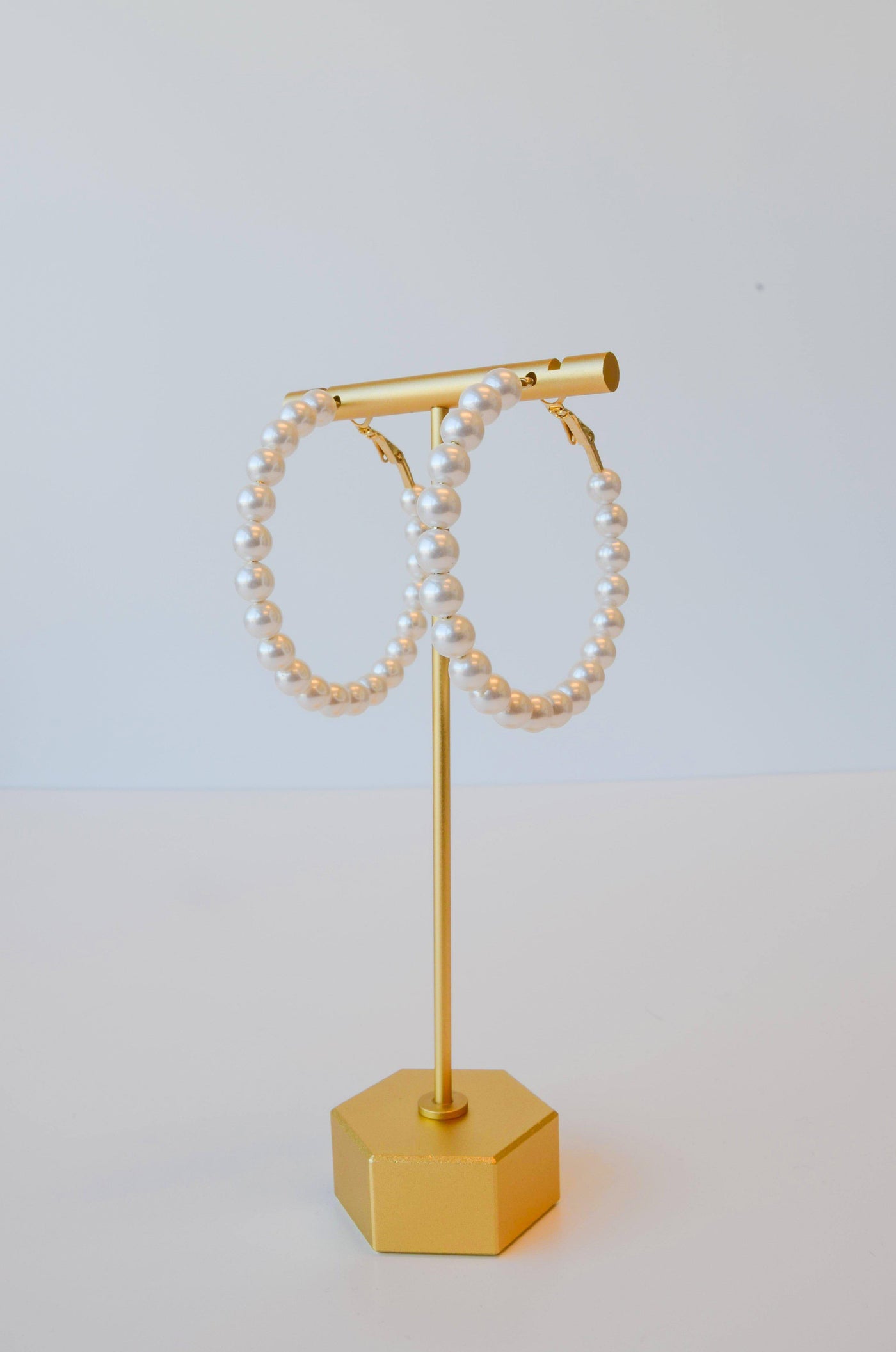 Pearls lining a medium sized hoop earring from salt lake city bridal shop