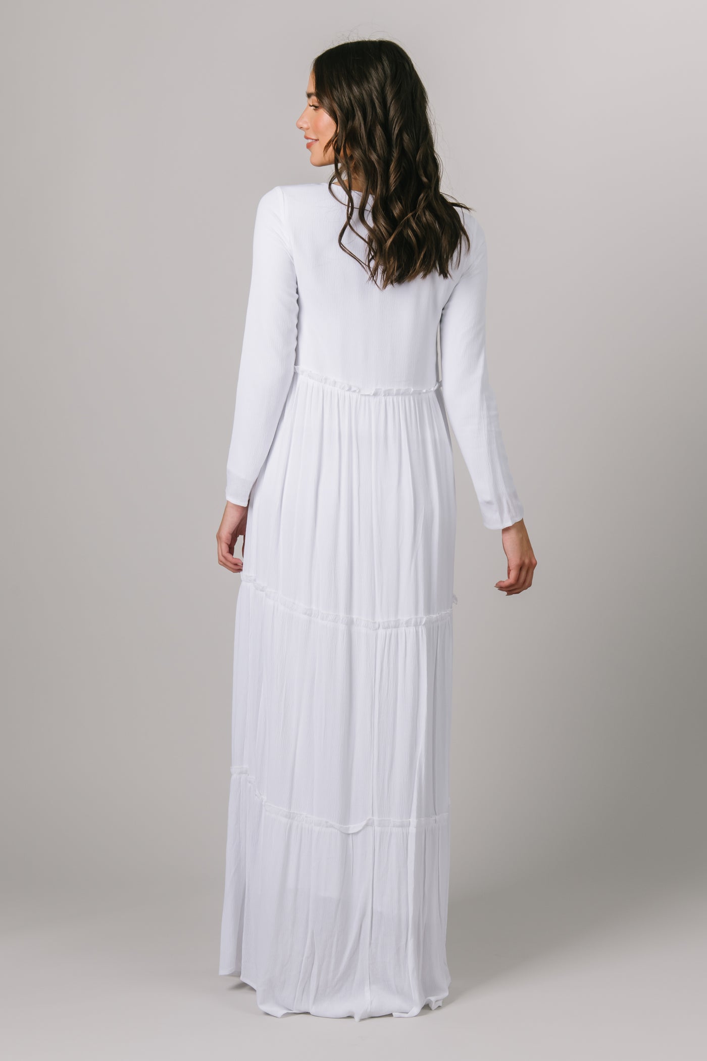 This Temple Dress is so cute! Featuring long sleeves, and a ruffled skirt. - Modest Temple Dresses - Modest Dresses