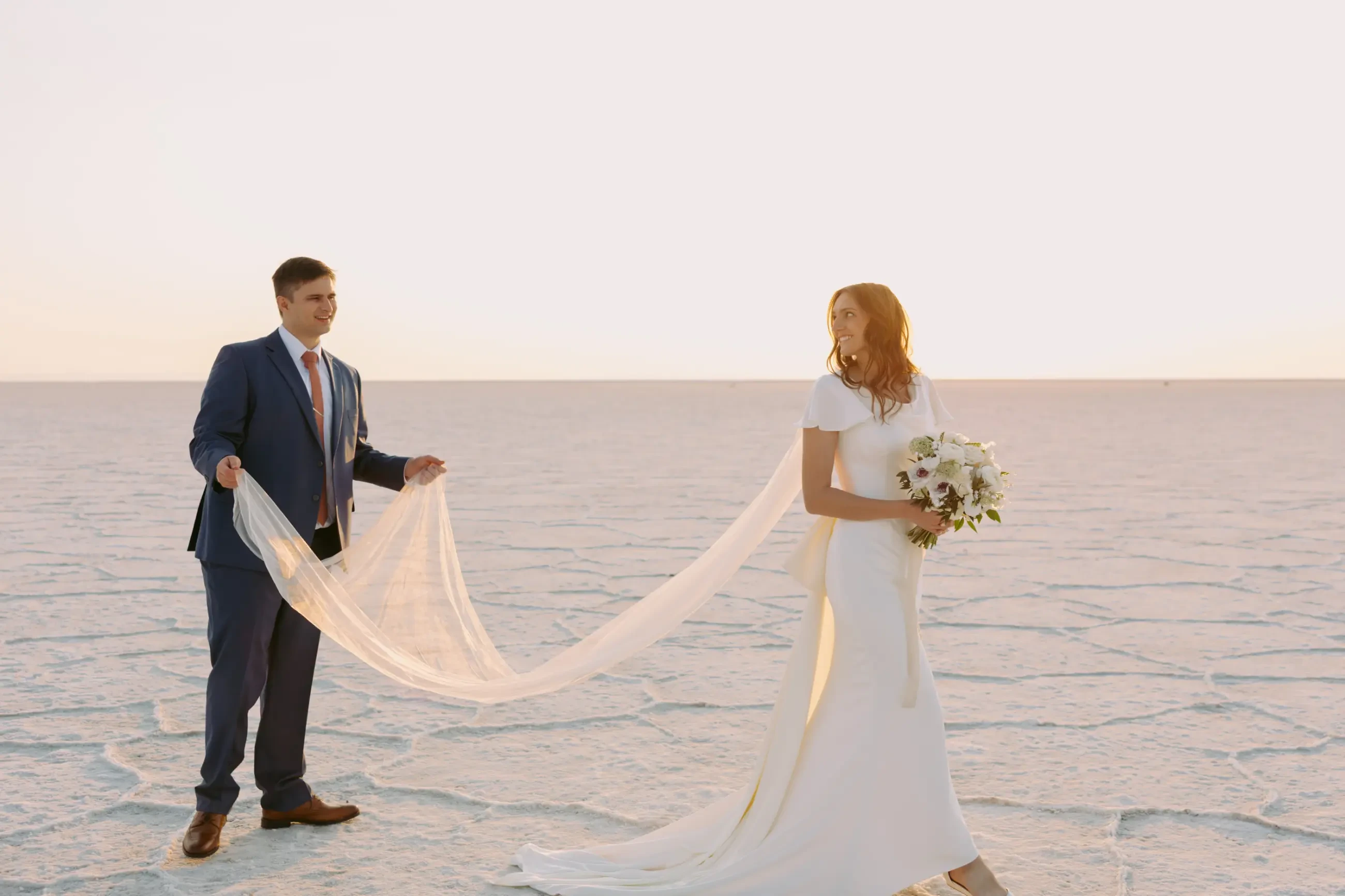 Modest Flutter Sleeve Wedding Dresses Image