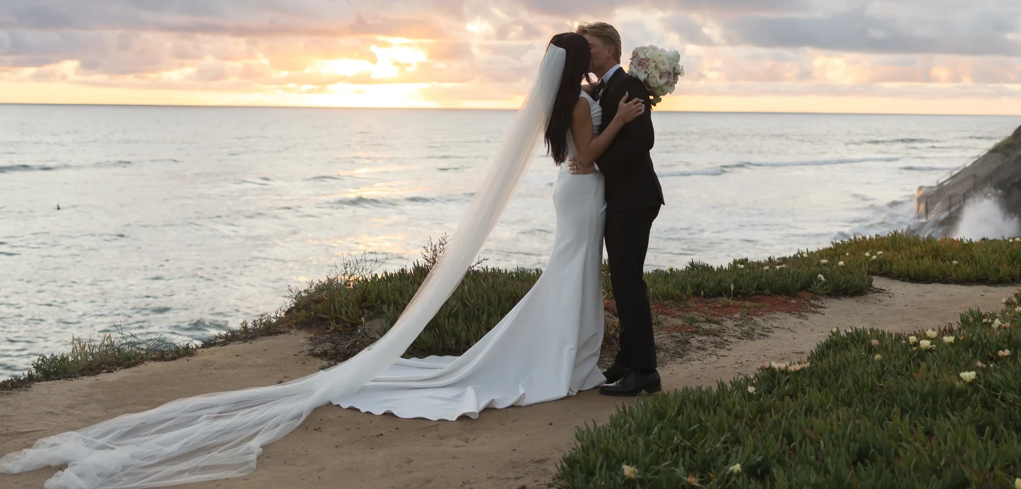 Photo of the smiling real bride and groom