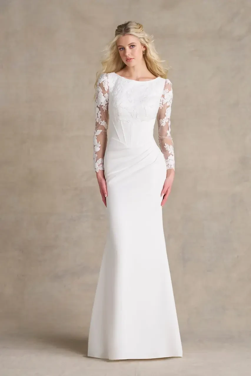 Model wearing a Sheath gown