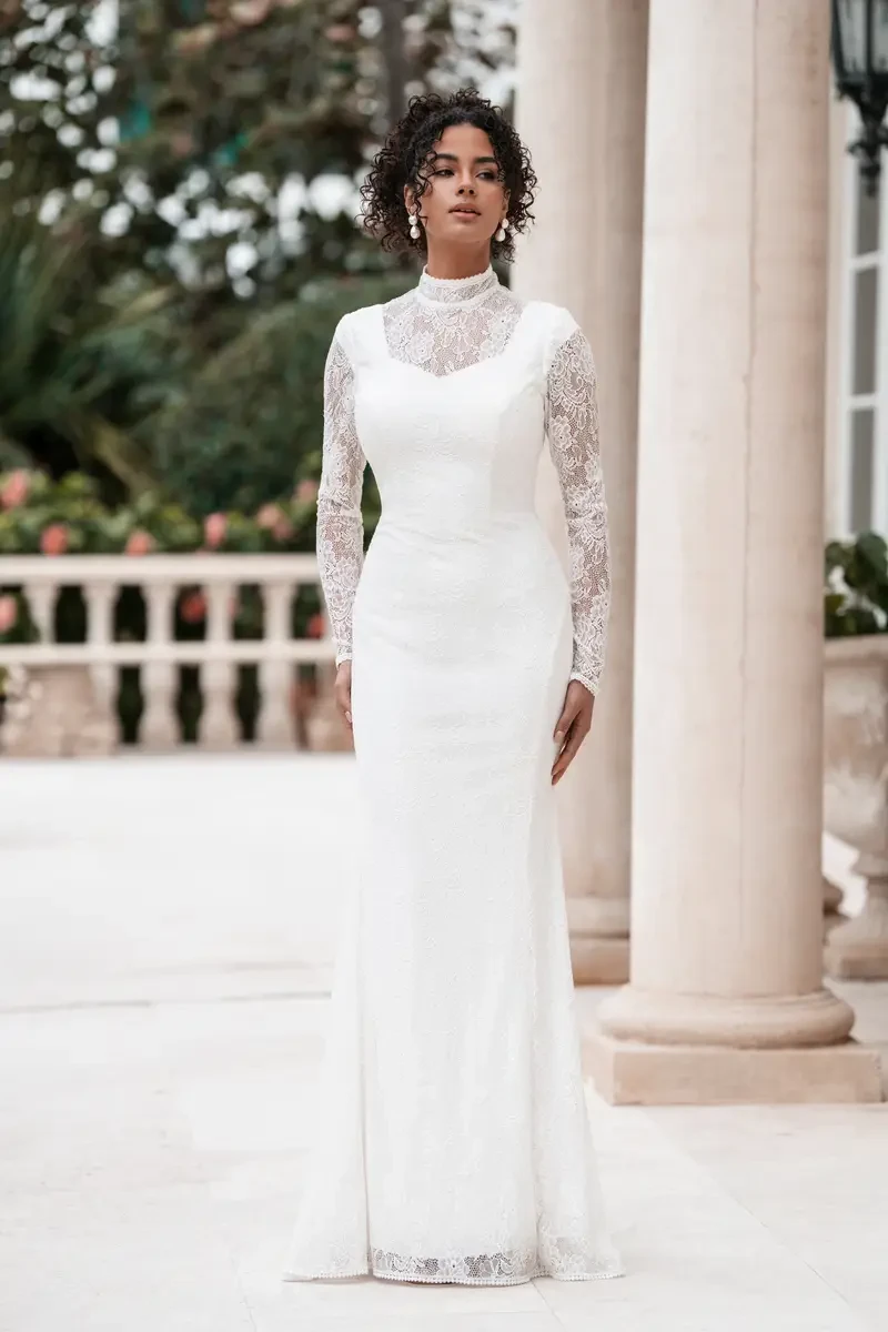 Model wearing a Sheath gown