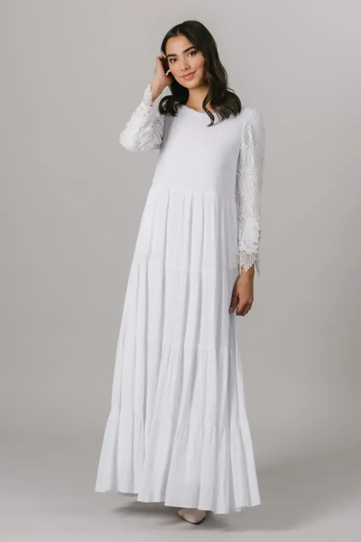 white christmas dresses Britt-Temple Dress with Pockets-LDS – Bella Sun Boutique main image 1
