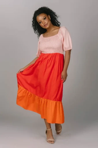 Smocked Color Block Midi #0 default Multi thumbnail