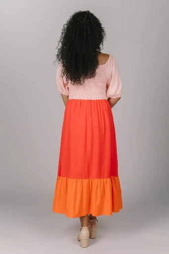 Smocked Color Block Midi #1 default Multi thumbnail